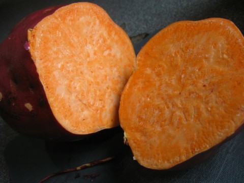 large sweet potato cut