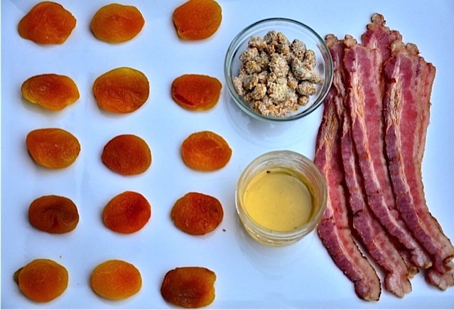 Bacon Wrapped Apricots with Honey and Rosemary