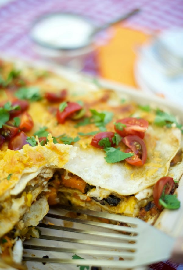 Green Enchilada Chicken Bake Casserole Recipe with Sweet Potatoes