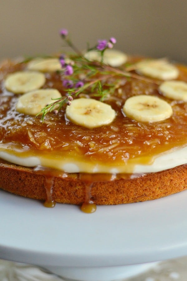 Salted Caramel Coconut Banana Cake