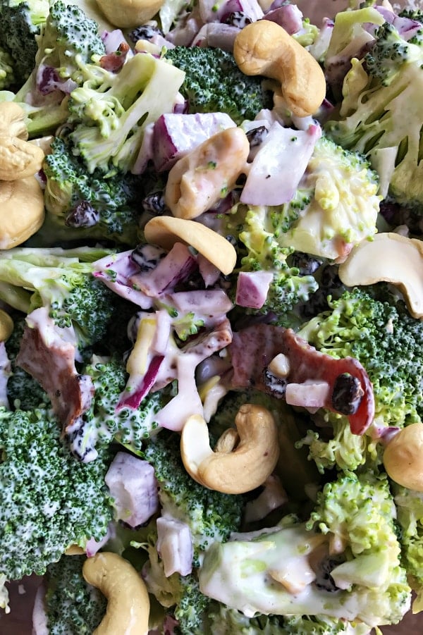 Broccoli Bacon Cashew Salad Recipe - Reluctant Entertainer