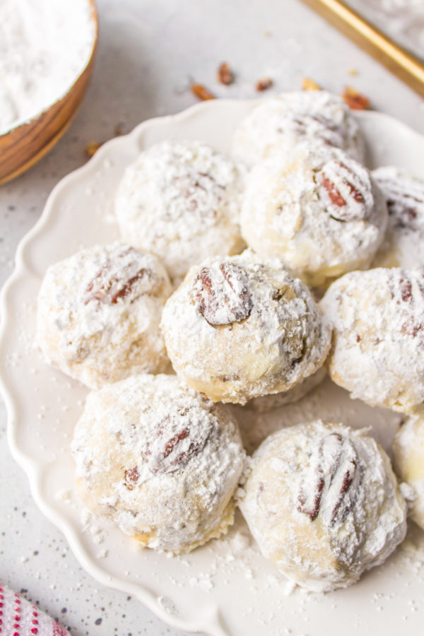 plate of Russian Tea Cakes with Maple