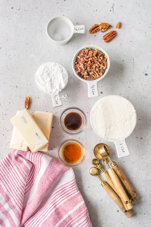 ingredients to make Russian Tea Cakes with Maple