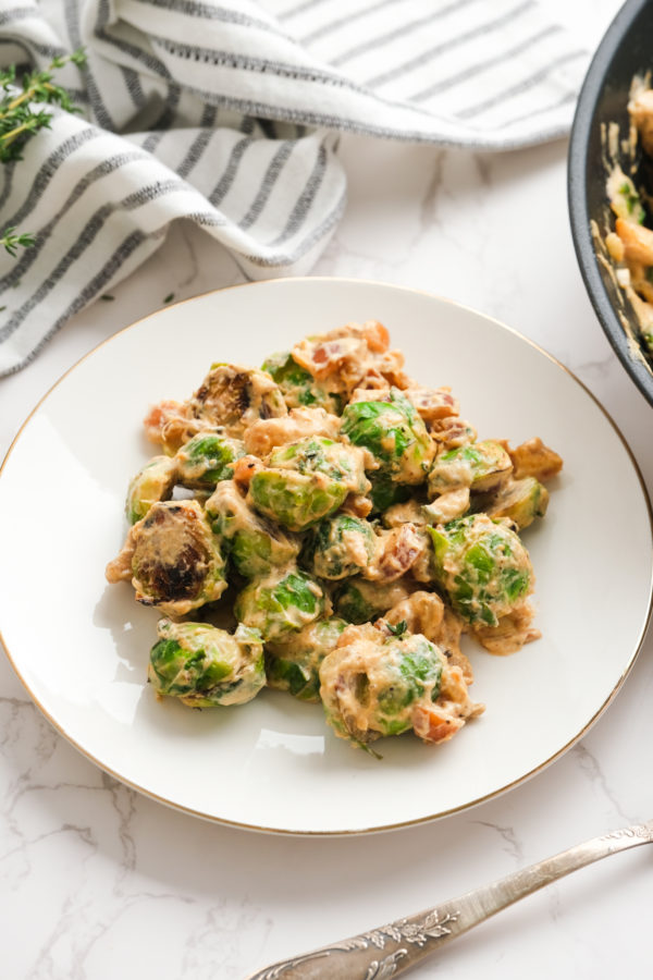 Brussels Sprouts with dates on a plate