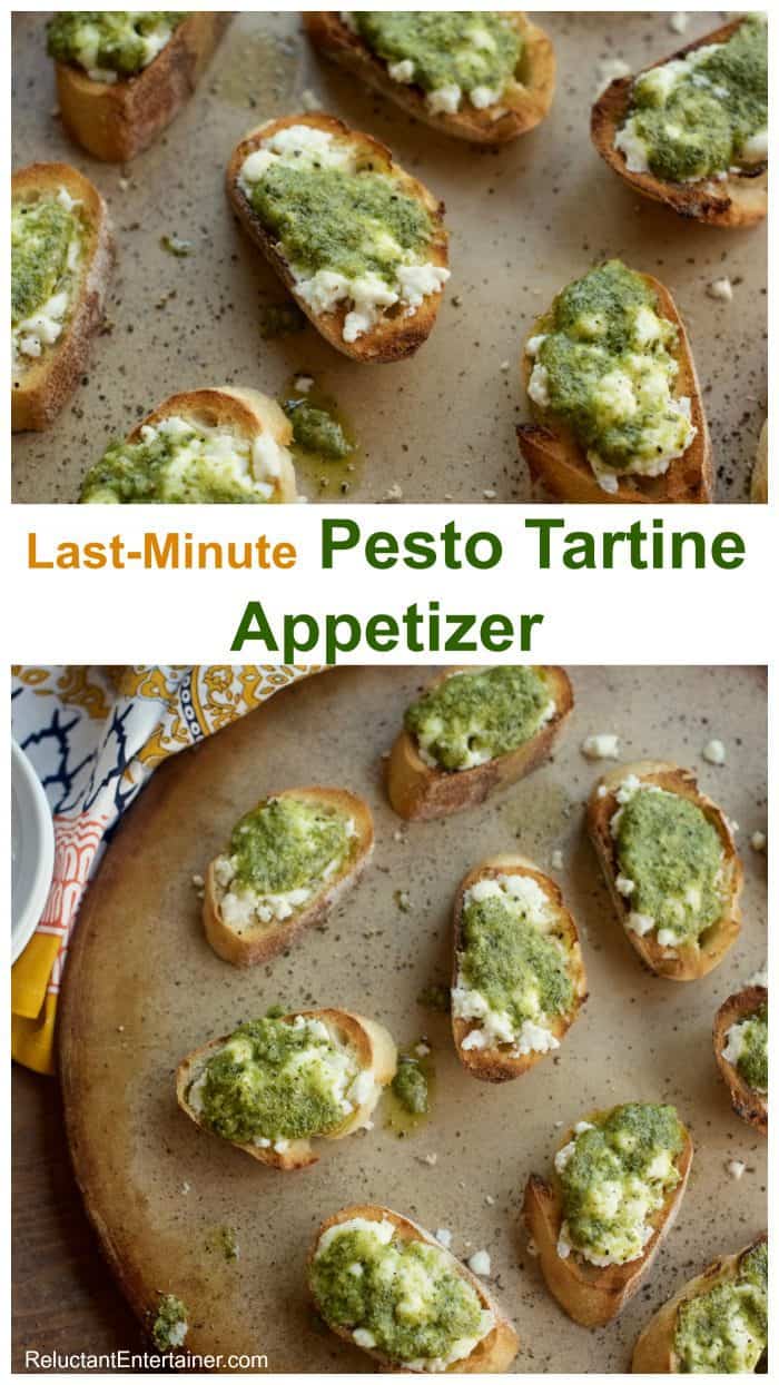 LastMinute Pesto Tartine Appetizer Recipe Reluctant Entertainer