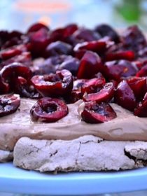 Enjoy this Cherry Nutella Pavlova Recipe made with Harry & David's Cherry-Oh! Cherries and a delicious chocolate pavlova - a simple summer recipe!