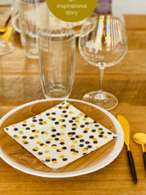 gold and black table setting