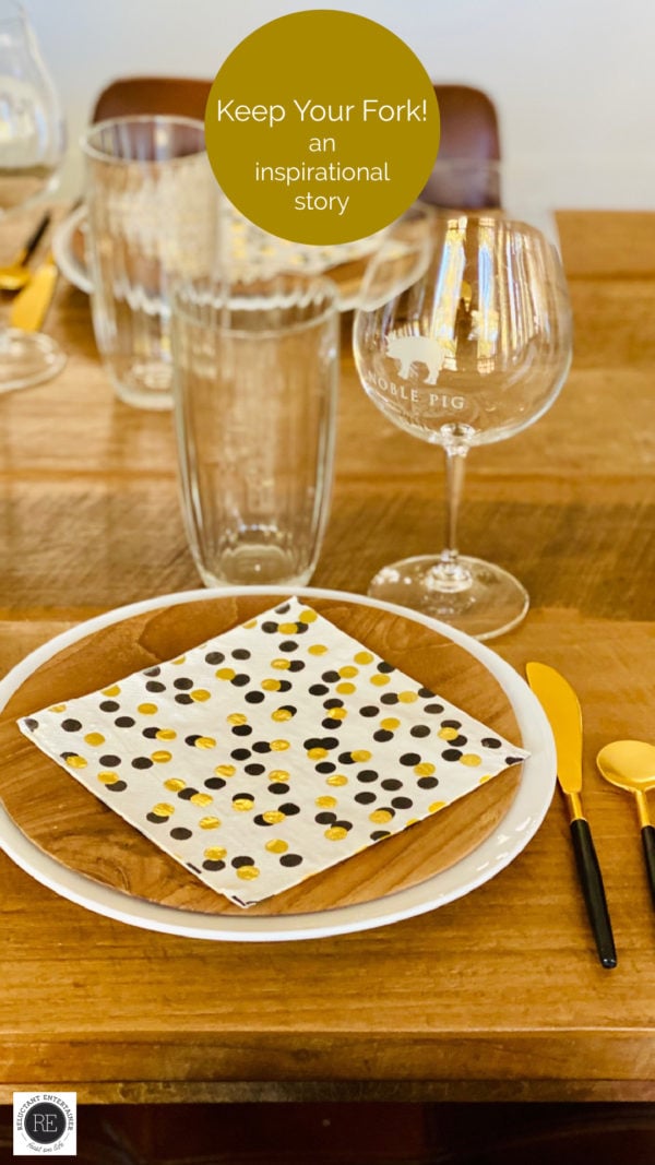 gold and black table setting