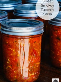 jar of canned Sweet Smokey Zucchini Salsa