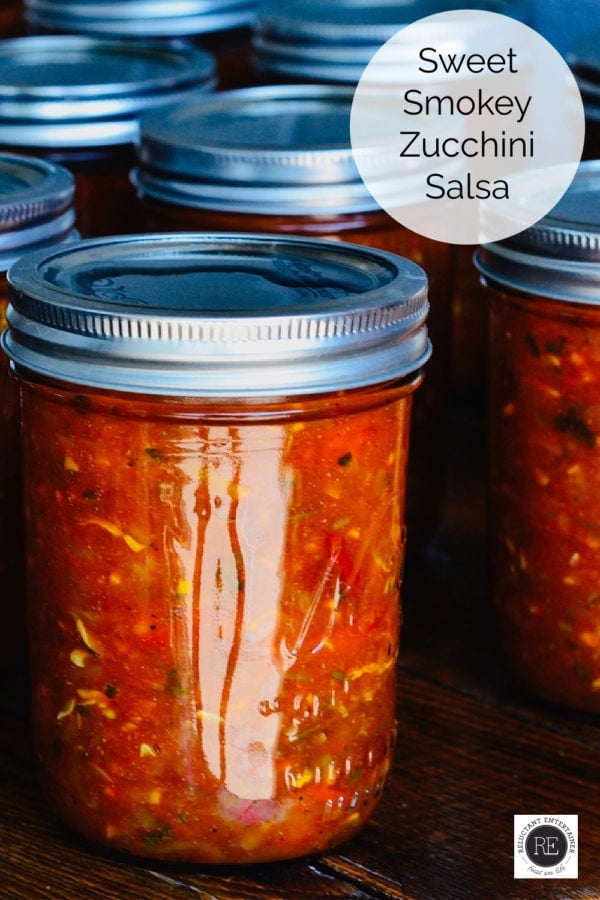 jar of canned Sweet Smokey Zucchini Salsa