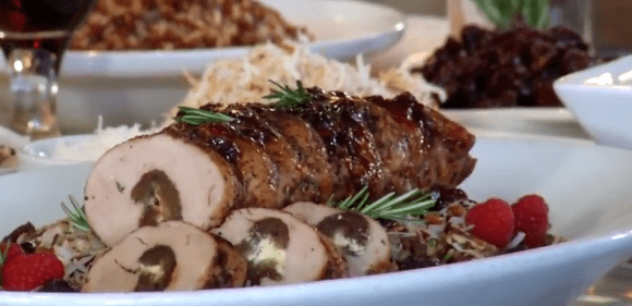 Pork makes the party with a video making rolled pork tenderloin with quinoa stuffing