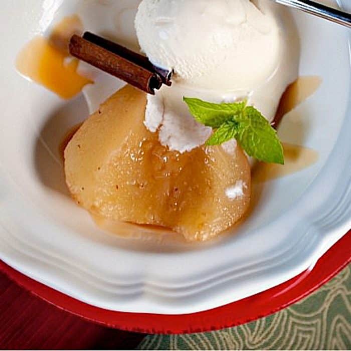 serving of Holiday Poached Pears Recipe