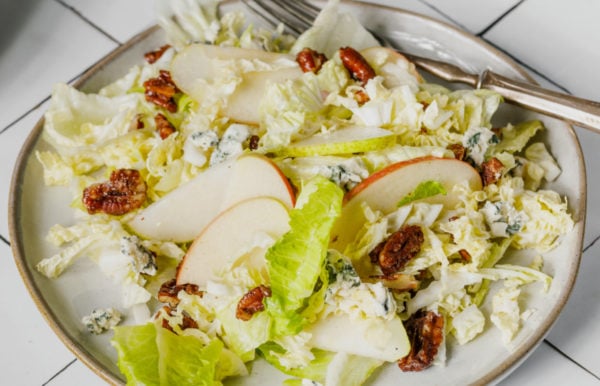 sliced apple on salad