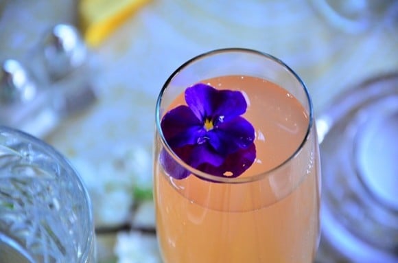 Easter Entertaining Drinks Garnished with Edible Flowers