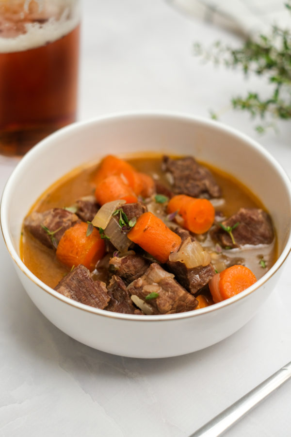 a bowl of guinness soup