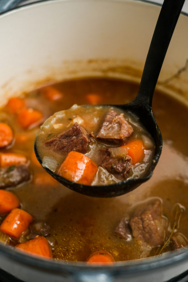 hot spoonful of Guinness Beef Stew