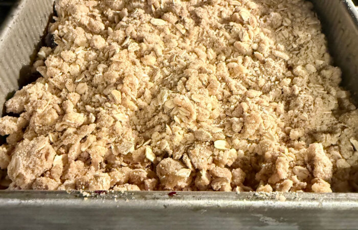 adding crumble on top