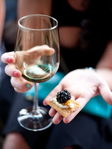 Pita cracker, goat cheese, chutney, blackberry