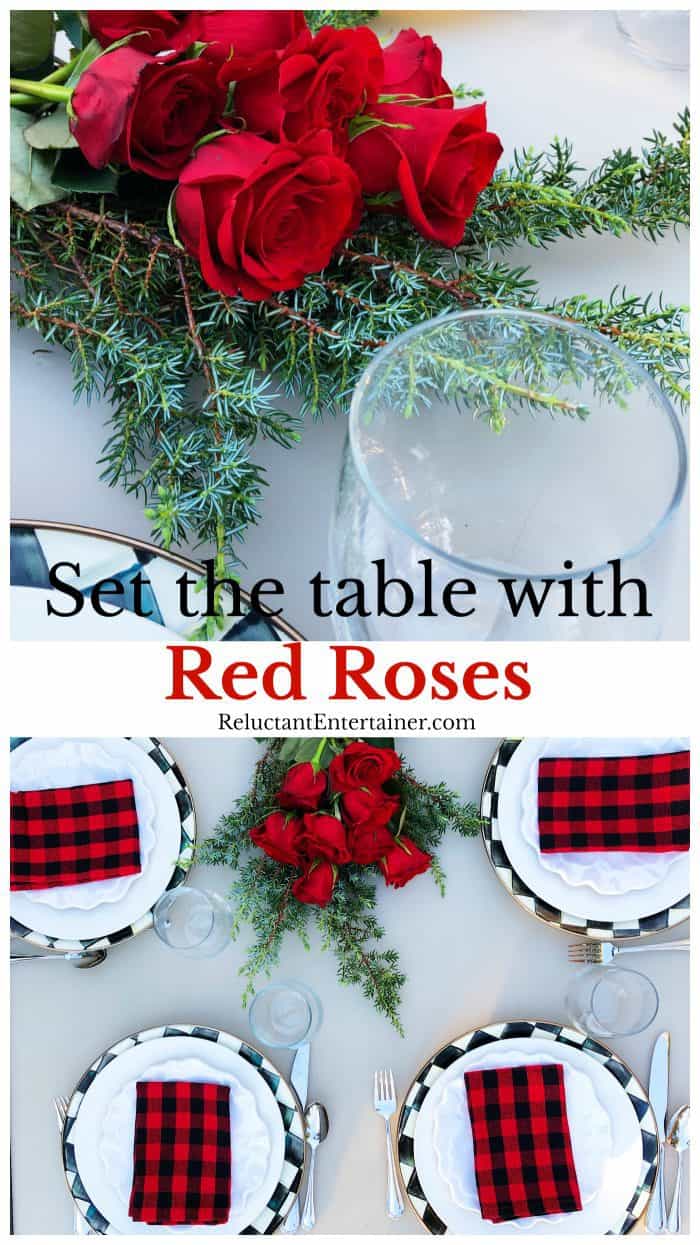 Set the table with Red Roses