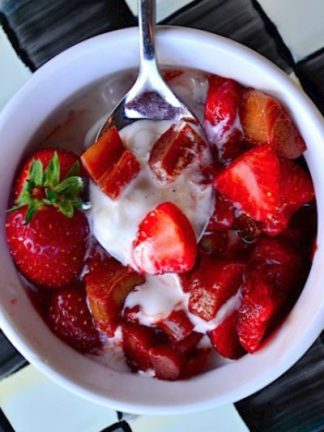 Strawberry Rhubarb Compote with Coconut Sugar