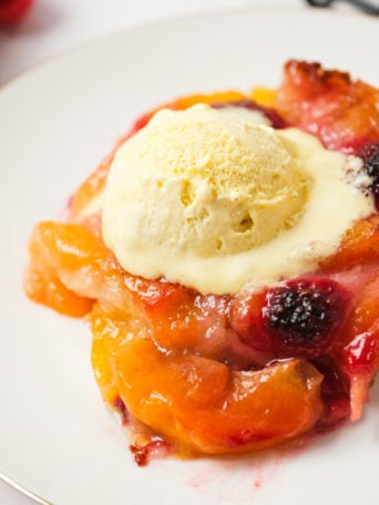 Raspberry Cobbler with peaches