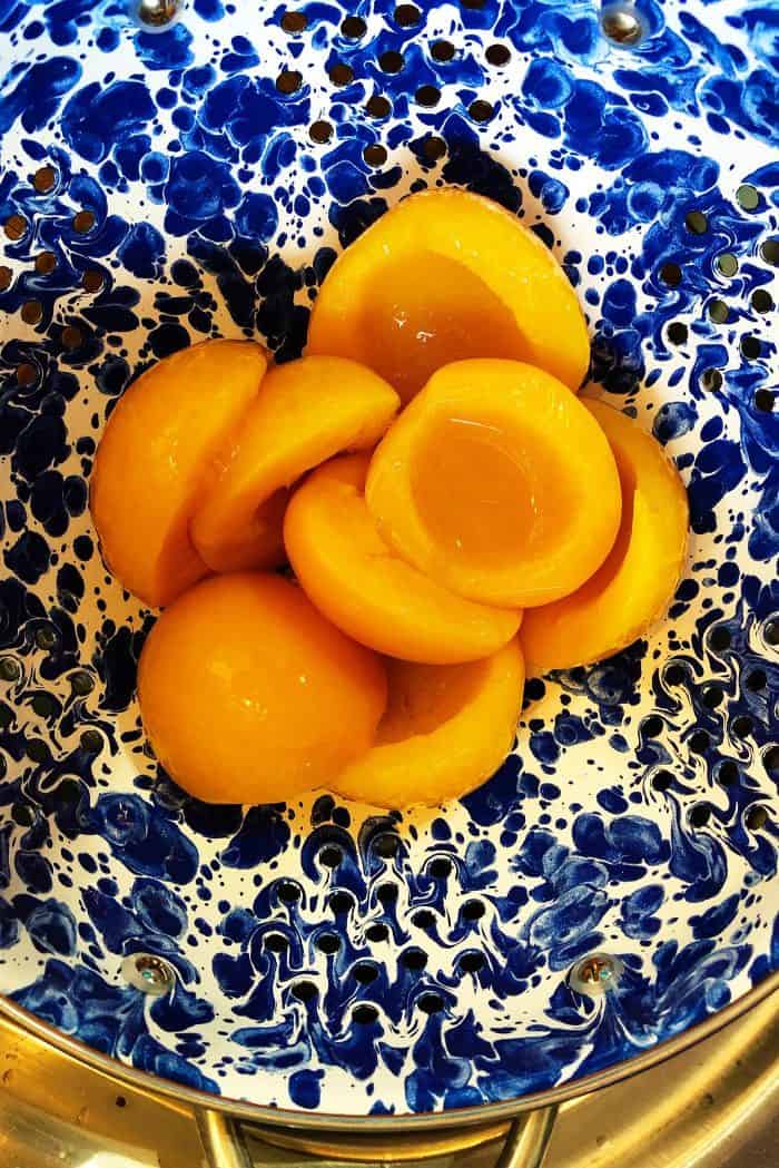 Making Peach Upside Down Cake for Dinner Guests - canned peaches