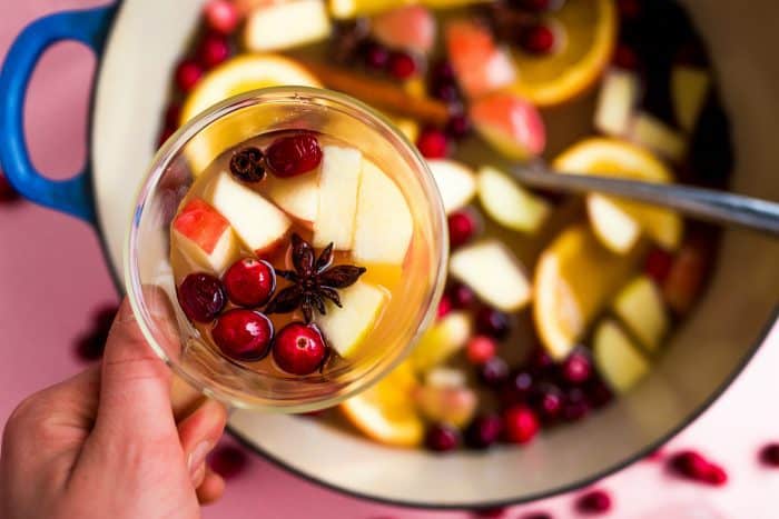 clear mug of The Pioneer Woman's Mulled Apple Cider