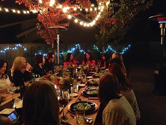 Blogger dinner in backyard