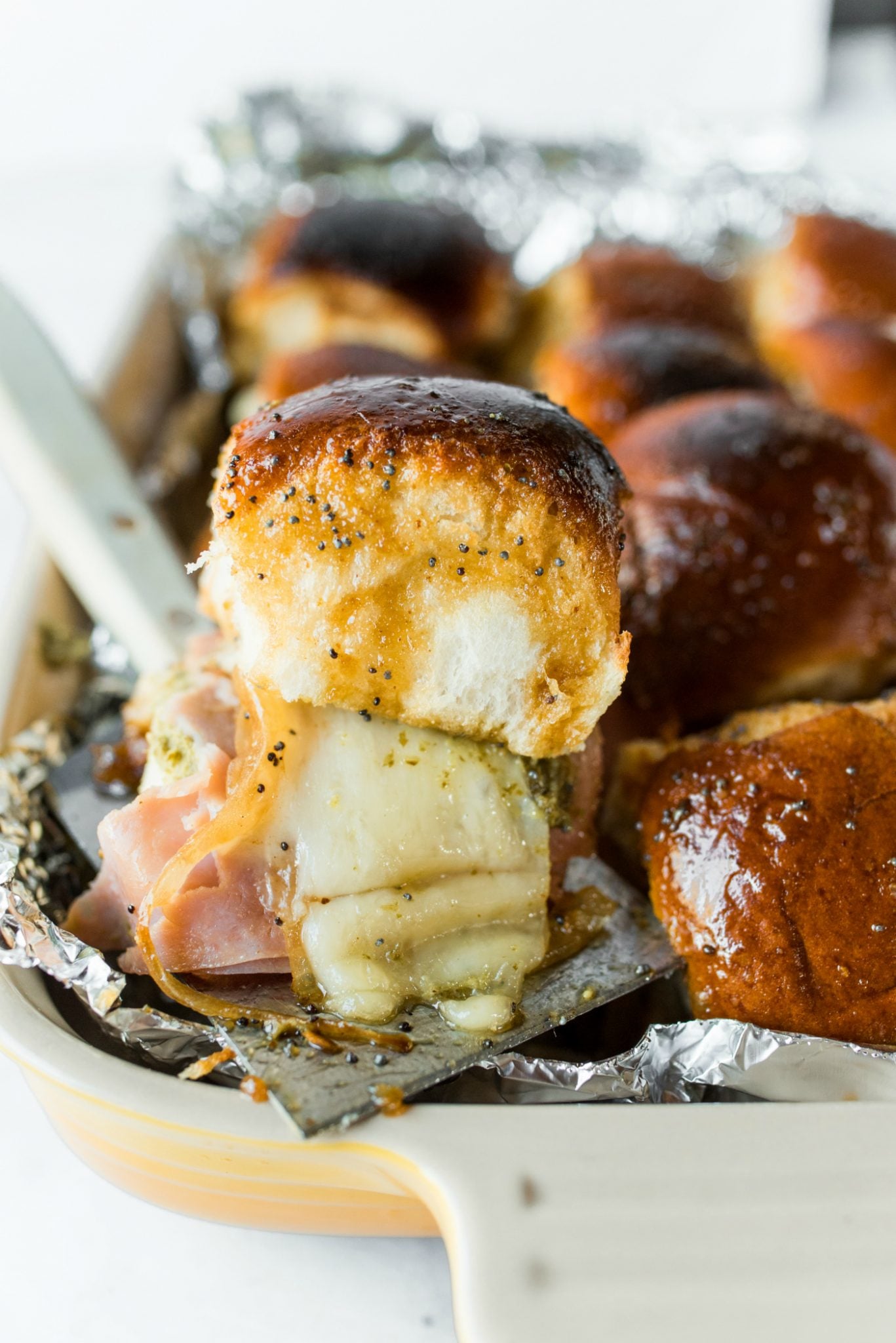 Easy Pesto Ham and Cheese Sliders Reluctant Entertainer