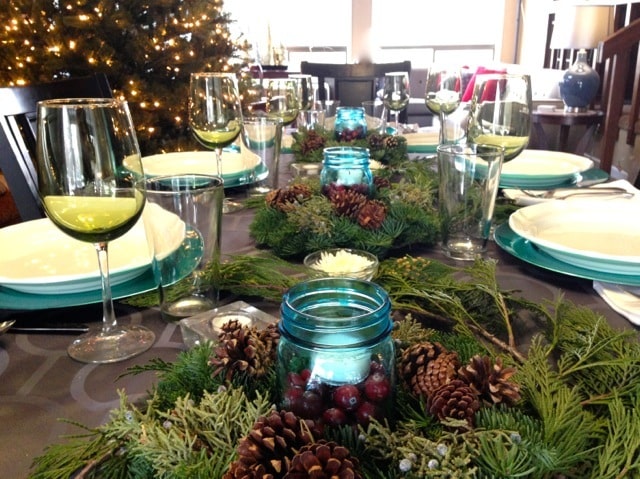 Blue and Green Christmas Table