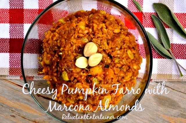 entertaining groove and cheesy pumpkin farro with marcona almonds