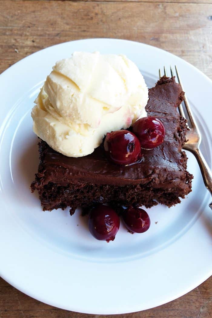 Chocolate Cherry Cake Recipe - a rich and decadent poke cake