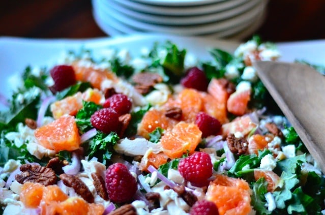 family hike and healthy chicken, orange and kale salad