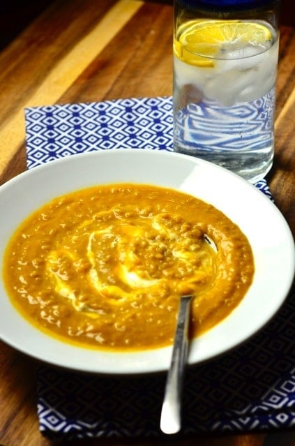 Curried Sweet Potato & Quinoa Soup from ReluctantEntertainer.com