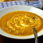 Curried Sweet Potato & Quinoa Soup from ReluctantEntertainer.com