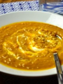 Curried Sweet Potato & Quinoa Soup from ReluctantEntertainer.com