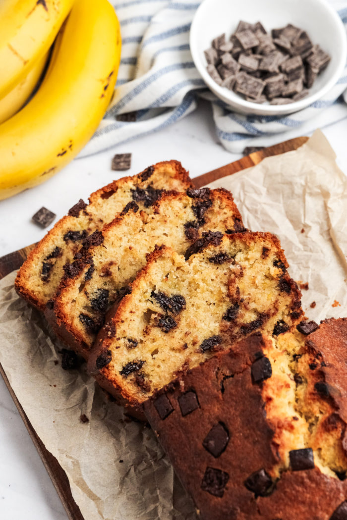 a loaf of sliced banana bread