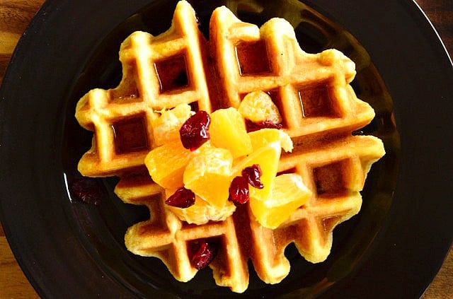 Gluten-Free and Dairy-Free Waffles with Cranberries and Orange