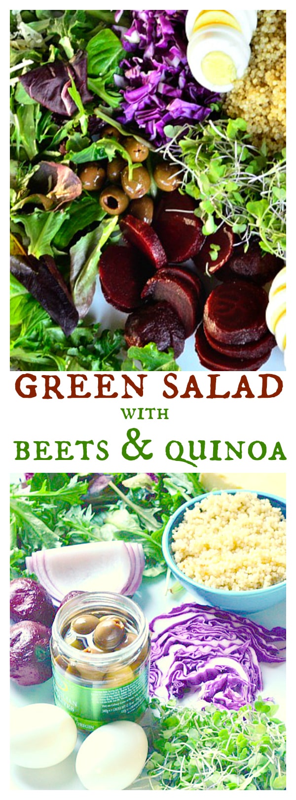 Green Salad with Beets and Quinoa is delicious served as a side or a main dish recipe!