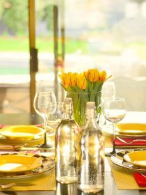 Simple Entertaining with Red and Yellow Tulip Tabletop