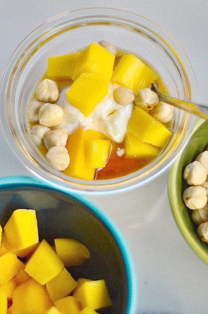 Greek Yogurt with Mango and Turkish Hazelnuts