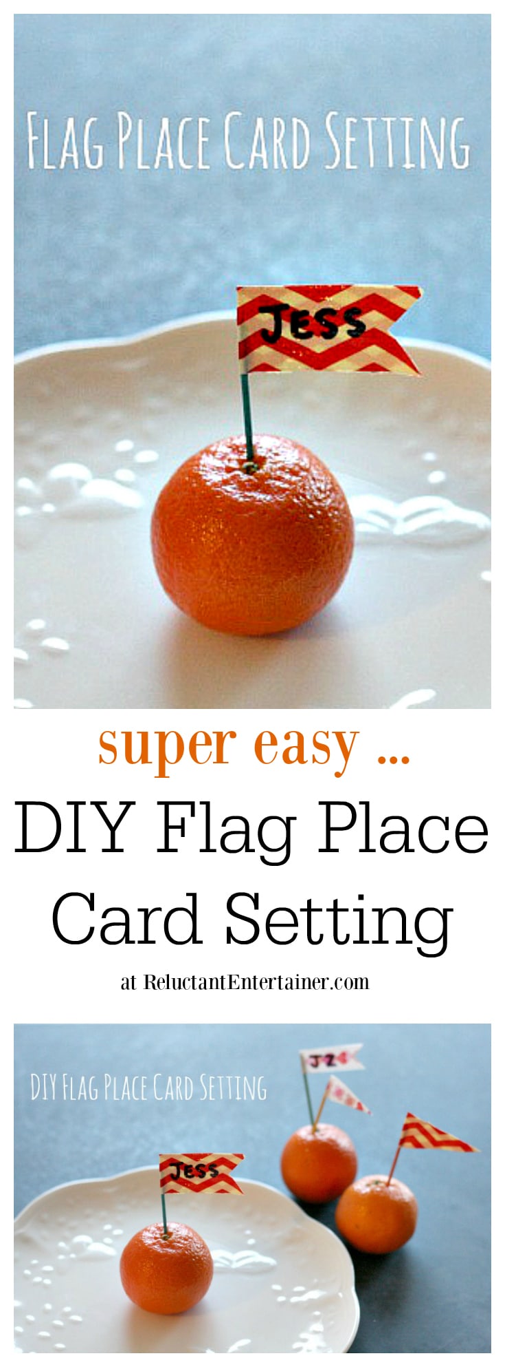DIY Flag Place Card Setting at ReluctantEntertainer.com
