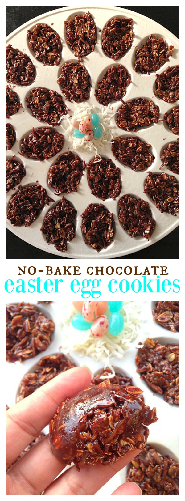 No Bake Chocolate Easter Egg Cookies are a fun DIY for kids and Easter treat!