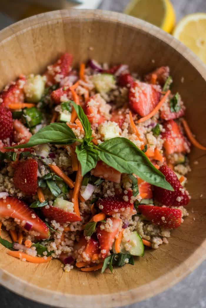 BEST Strawberry Quinoa Salad with Fresh Basil Recipe