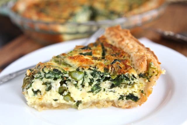 Asparagus, Spinach, and Feta Quiche from Two Peas and Their Pod