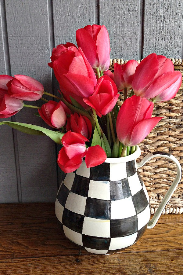 Reluctant Entertainer red tulips