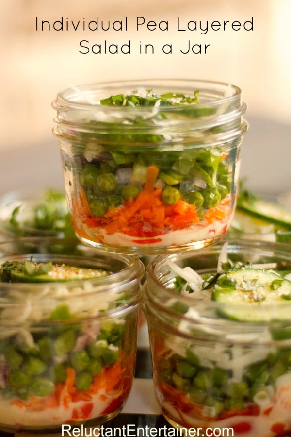 Individual Pea Layered Salad in a Jar