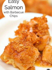 salmon covered with crunchy BBQ chips