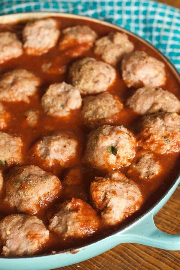 Baked Turkey Meatballs - in sauce