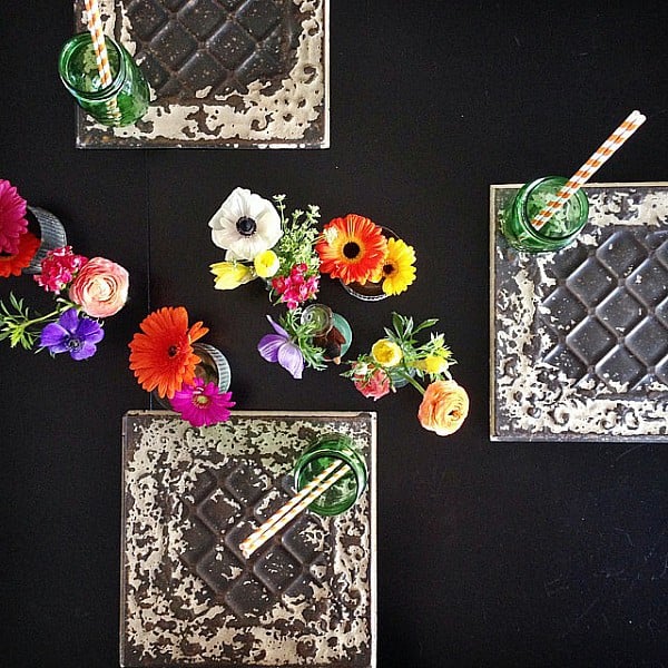 Brown Bag Lunch and DIY Vintage Ceiling Tile Chargers 